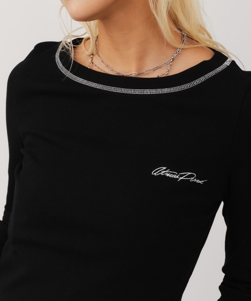 atmos pink(アトモスピンク)の「atmos pink Rib Long Sleeve T-shirt / アトモス ピンク リブ ロング スリーブ ティーシャツ(Tシャツ/カットソー・レディース・サックスブルー/ブラック/ホワイト・FREE)」の14枚目の写真