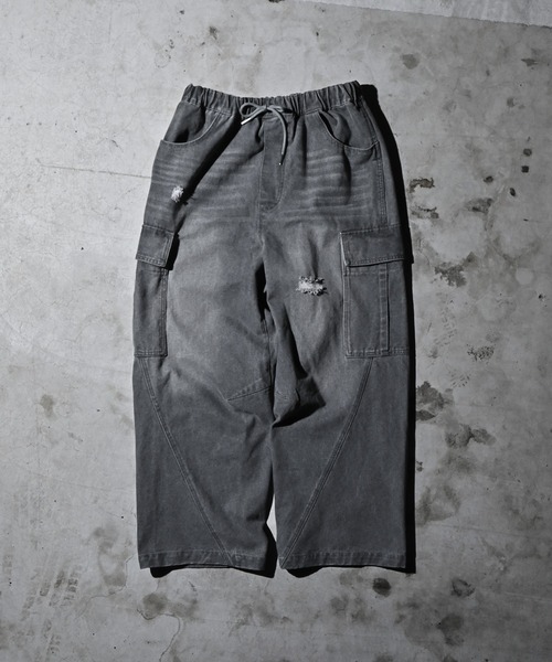 kutir(クティール)の「VINTAGE LIKE BUGGY CARGO DENIM/ヴィンテージライクバギーカーゴデニム(デニムパンツ・メンズ・グレー/ブラック・LARGE/MEDIUM/SMALL)」の13枚目の写真