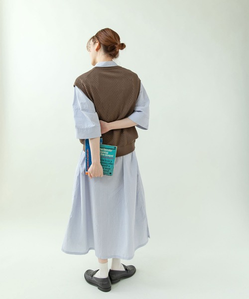 PAR ICI（パーリッシィ）の「タイプライター ストライプBIGシャツワンピース（シャツワンピース・レディース・ブルー/ネイビー×ホワイト・FREE）」の18枚目の写真