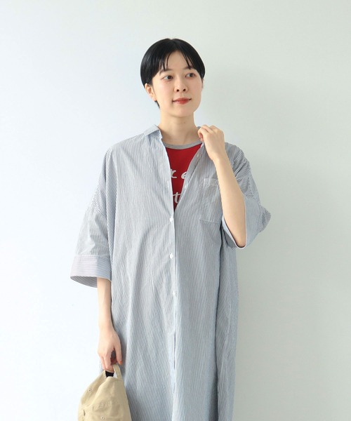 パーリッシィ　ストライプシャツワンピース PAR ICI（パーリッシィ）の「【WEB別注】 ストライプBIGシャツ