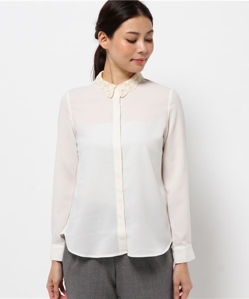 laboratory work（ラボラトリーワーク）の「衿レース付きブラウス（シャツ/ブラウス・レディース・オフホワイト/ブラック・MEDIUM）」の3枚目の写真