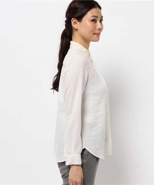 laboratory work（ラボラトリーワーク）の「衿レース付きブラウス（シャツ/ブラウス・レディース・オフホワイト/ブラック・MEDIUM）」の4枚目の写真