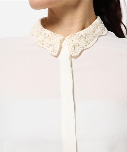 laboratory work（ラボラトリーワーク）の「衿レース付きブラウス（シャツ/ブラウス・レディース・オフホワイト/ブラック・MEDIUM）」の6枚目の写真