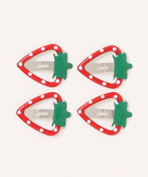 Bambin（ボンバン）の「【 Bambin / ボンバン 】 ぷっくり いちご パッチンピン 4個セット（ヘアピン・キッズ・ピンク/レッド・FREE）」の6枚目の写真