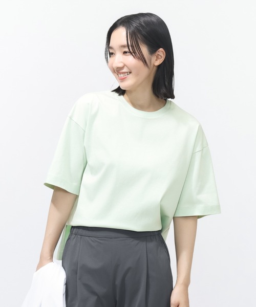 TIGORA(ティゴラ)の「ティゴラ TIGORA UVカットシルキーコットンオーバーサイズTシャツ(Tシャツ/カットソー・レディース・ライトベージュ/ブラック/グレー/ライトグリーン/ピンク/ホワイト/ベージュ/ネイビー・S/M/L/XL)」の9枚目の写真