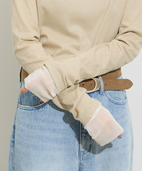 JOURNAL STANDARD relume（ジャーナルスタンダード　レリューム）の「《追加2/2枚セット》3WAYチュールレイヤード T（Tシャツ/カットソー・レディース・チャコールグレー/ベージュ/グレー/サックスブルー・FREE）」の3枚目の写真