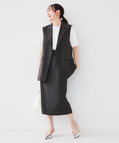 UNTITLED（アンタイトル）の「【接触冷感/UV/セットアップ可能】ライトウェイト ナロースカート（スカート・レディース・ベージュ/ブラック/チャコールグレー・00/01/02/03/04/42/44/46/48/50）」の7枚目の写真