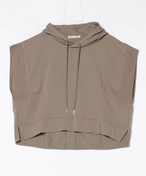 Q（キュー）の「スムースドライカットパーカー（パーカー・レディース・アイボリー/オリーブ/ブラック・MEDIUM）」の4枚目の写真