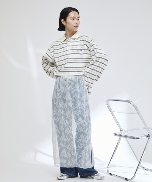 Firsthand(ファーストハンド)の「MA Firsthand/マ ファーストハンド POLO BORDER CROP PO / ポロボーダークロッププルオーバー(ポロシャツ・レディース・ネイビー/ホワイト/サックスブルー・フリ-)」の14枚目の写真