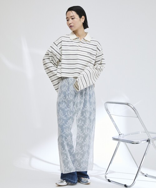 Firsthand(ファーストハンド)の「MA Firsthand/マ ファーストハンド POLO BORDER CROP PO / ポロボーダークロッププルオーバー(ポロシャツ・レディース・ネイビー/ホワイト/サックスブルー・フリ-)」の15枚目の写真