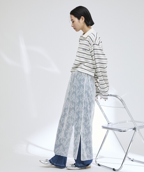 Firsthand(ファーストハンド)の「MA Firsthand/マ ファーストハンド POLO BORDER CROP PO / ポロボーダークロッププルオーバー(ポロシャツ・レディース・ネイビー/ホワイト/サックスブルー・フリ-)」の16枚目の写真