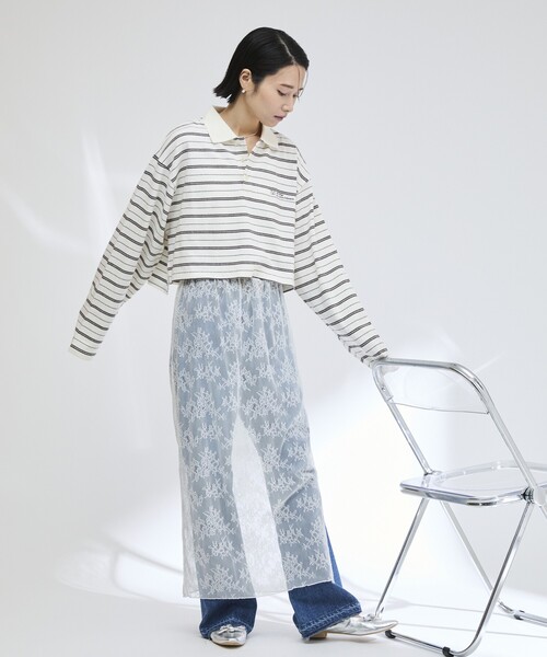 Firsthand(ファーストハンド)の「MA Firsthand/マ ファーストハンド POLO BORDER CROP PO / ポロボーダークロッププルオーバー(ポロシャツ・レディース・ネイビー/ホワイト/サックスブルー・フリ-)」の19枚目の写真