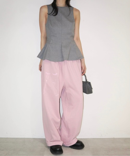 musubore(ムスボレ)の「buggy print sweat PT / プリントスエットパンツ(スウェットパンツ・レディース・ピンク/グレー・1/0)」の2枚目の写真