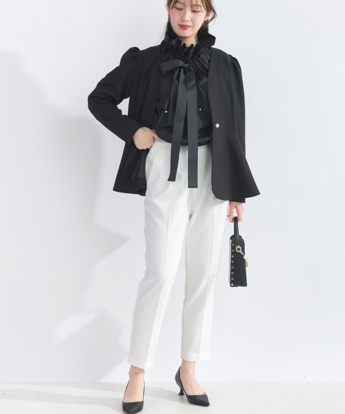 PICCIN PERLA（ピッチンペルラ）の「パールボタンペプラムジャケット（ノーカラージャケット・レディース・ブラック・M）」の7枚目の写真