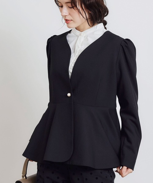 PICCIN PERLA（ピッチンペルラ）の「パールボタンペプラムジャケット（ノーカラージャケット・レディース・ブラック・M）」の21枚目の写真