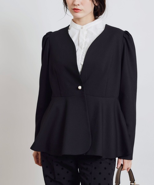 PICCIN PERLA（ピッチンペルラ）の「パールボタンペプラムジャケット（ノーカラージャケット・レディース・ブラック・M）」の18枚目の写真