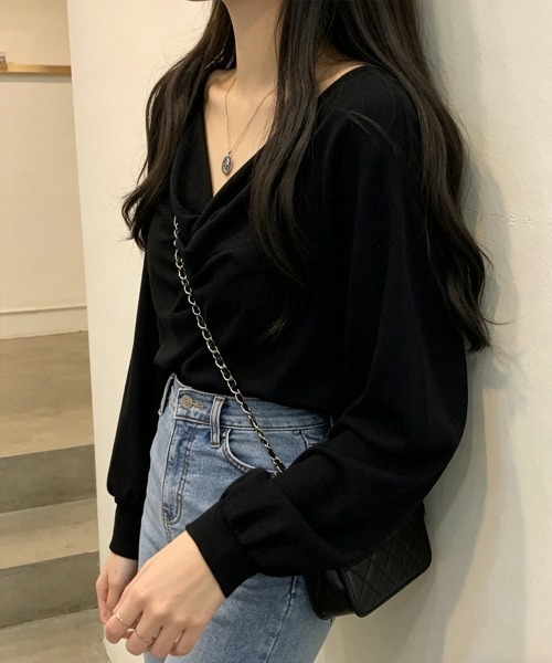 Miniministore(ミニミニストア)の「フロントねじり シャツブラウス Vネック(シャツ/ブラウス・レディース・ライトグレー/ピンク/ブラック/ベージュ・L/M)」の11枚目の写真