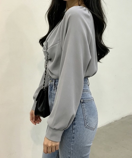 Miniministore(ミニミニストア)の「フロントねじり シャツブラウス Vネック(シャツ/ブラウス・レディース・ライトグレー/ピンク/ブラック/ベージュ・L/M)」の16枚目の写真