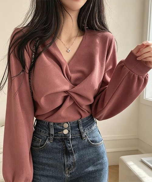Miniministore(ミニミニストア)の「フロントねじり シャツブラウス Vネック(シャツ/ブラウス・レディース・ライトグレー/ピンク/ブラック/ベージュ・L/M)」の20枚目の写真