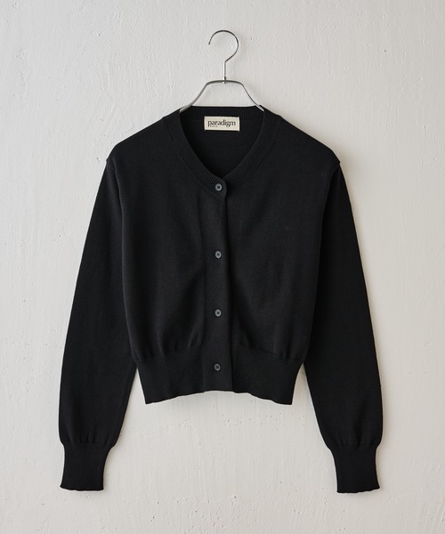 paradigm（パラダイム）の「コットンニットショートカーデ（カーディガン/ボレロ・レディース・アイボリー/ブラック/グレー・SMALL/MEDIUM）」の3枚目の写真