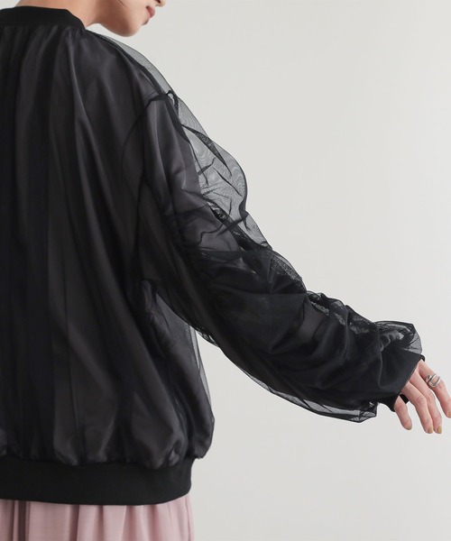 チュールレイヤードブルゾン tiptop+pocket ティップトッププラスポケット / チュール