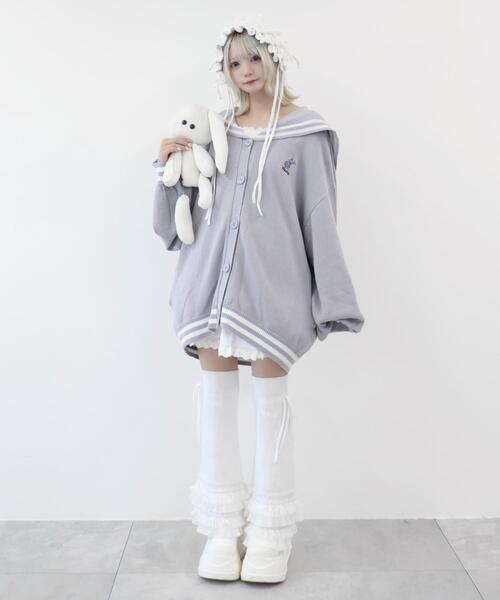 Whinny(ホワイニー)の「Whinny/天才秀才クールな学生カーディガン(カーディガン/ボレロ・レディース・ブラック/ホワイト/グレー/ピンク/サックスブルー・FREE)」の6枚目の写真