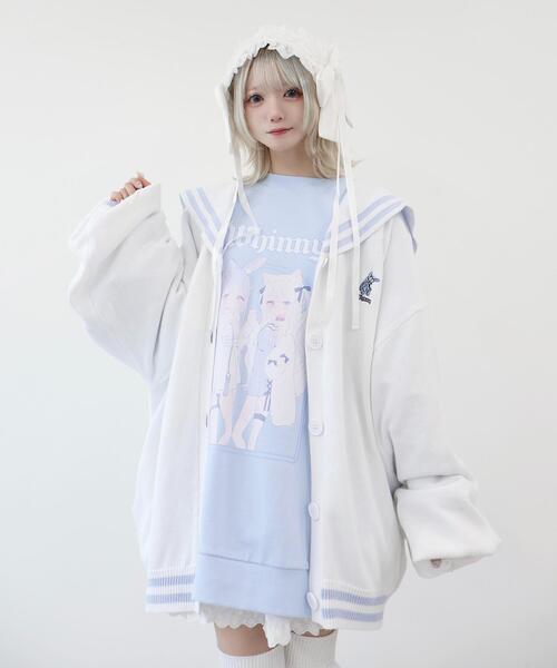 Whinny(ホワイニー)の「Whinny/天才秀才クールな学生カーディガン(カーディガン/ボレロ・レディース・ブラック/ホワイト/グレー/ピンク/サックスブルー・FREE)」の20枚目の写真