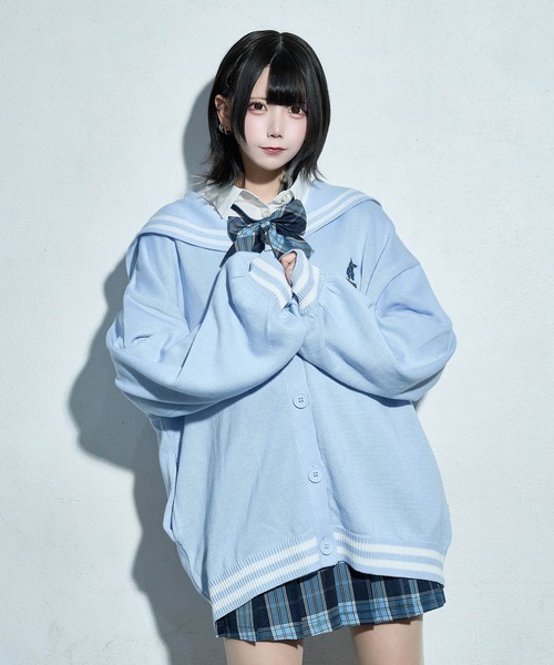 Whinny(ホワイニー)の「Whinny/天才秀才クールな学生カーディガン(カーディガン/ボレロ・レディース・ブラック/ホワイト/グレー/ピンク/サックスブルー・FREE)」の4枚目の写真
