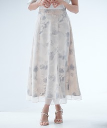 シアー花柄ハイウエストスカート