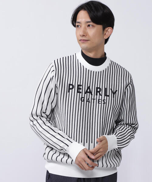 PEARLY GATES ストライプセーター セール】【PEARLY GATES】ストライプ クルーネックニットプル