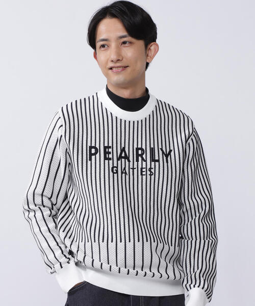 セール】【PEARLY GATES】ストライプ クルーネックニットプル