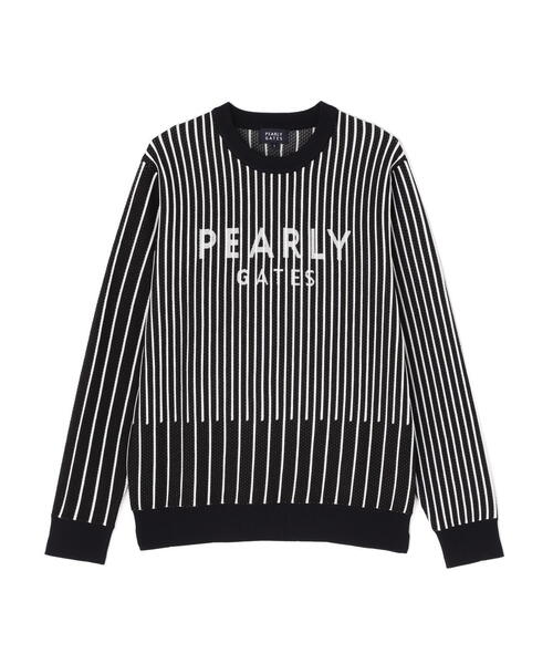 パーリーゲイツ PEARLY GATES コットンビーム 丸首セーター レディス セール】【PEARLY GATES】ストライプ クルーネックニットプル
