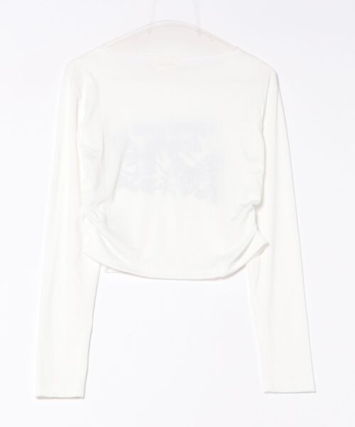 THE HITSS(ヒッツ)の「Y2K グランジ バタフライプリント クロップド ロングTシャツ / オフショル 2way(Tシャツ/カットソー・レディース・グレー/ホワイト・FREE)」の3枚目の写真
