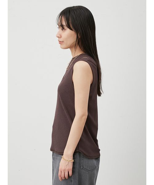 Mila Owen（ミラオーウェン）の「イージーケアタンクレイヤードカットトップス（Tシャツ/カットソー・レディース・ブラック/ダークブラウン/ライム/ホワイト・1/0）」の7枚目の写真