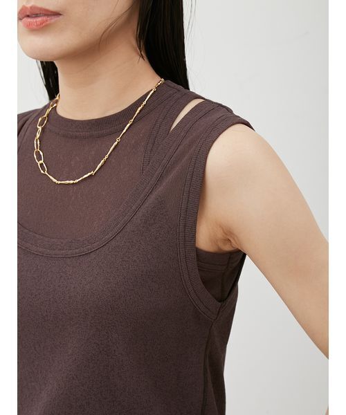 tシャツ イージーケアタンクレイヤードカットトップス レディース イージーケアタンクレイヤードカットトップス（Tシャツ