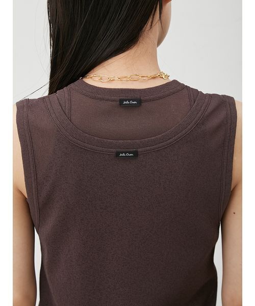 Mila Owen（ミラオーウェン）の「イージーケアタンクレイヤードカットトップス（Tシャツ/カットソー・レディース・ブラック/ダークブラウン/ライム/ホワイト・1/0）」の13枚目の写真