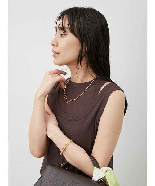 tシャツ イージーケアタンクレイヤードカットトップス レディース イージーケアタンクレイヤードカットトップス（Tシャツ