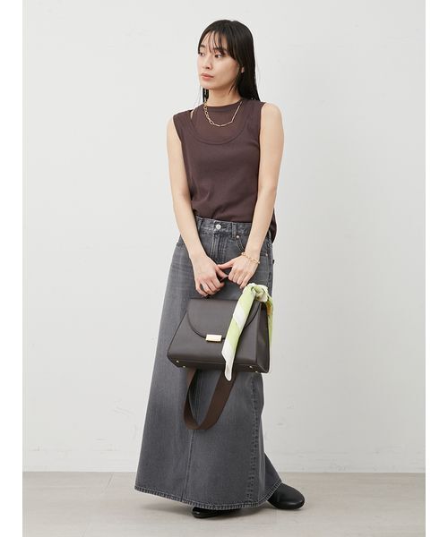 Mila Owen（ミラオーウェン）の「イージーケアタンクレイヤードカットトップス（Tシャツ/カットソー・レディース・ブラック/ダークブラウン/ライム/ホワイト・1/0）」の15枚目の写真