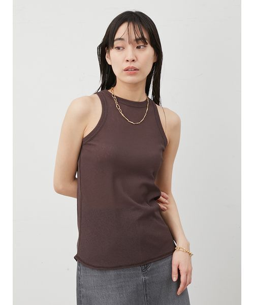 Mila Owen（ミラオーウェン）の「イージーケアタンクレイヤードカットトップス（Tシャツ/カットソー・レディース・ブラック/ダークブラウン/ライム/ホワイト・1/0）」の16枚目の写真