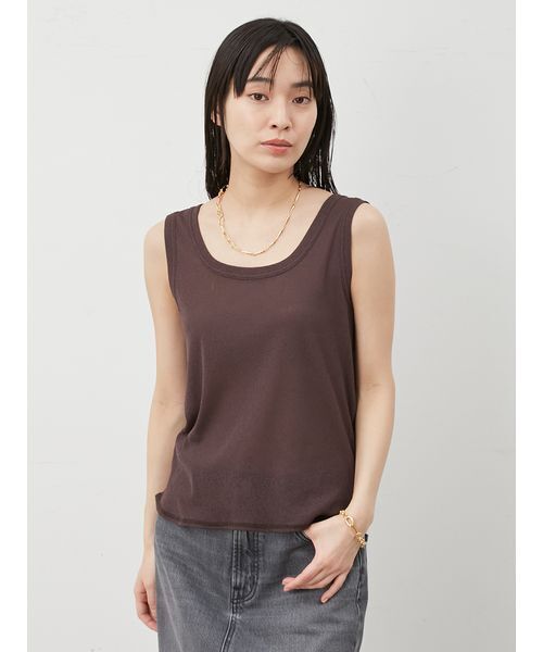 Mila Owen（ミラオーウェン）の「イージーケアタンクレイヤードカットトップス（Tシャツ/カットソー・レディース・ブラック/ダークブラウン/ライム/ホワイト・1/0）」の17枚目の写真