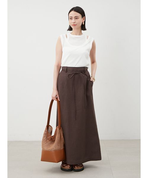 Mila Owen（ミラオーウェン）の「イージーケアタンクレイヤードカットトップス（Tシャツ/カットソー・レディース・ブラック/ダークブラウン/ライム/ホワイト・1/0）」の19枚目の写真