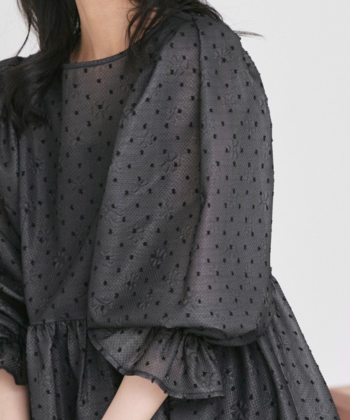 RUIRUE BOUTIQUE(ルイルエブティック)の「洗える | シアー ドット ジャカード ペプラム トップス & パンツ セットアップ | レディース おしゃれ きれいめ オフィスカジュアル 通勤服(パンツドレス・レディース・ブラック/ライトブルー・M/L/S/LL)」の17枚目の写真