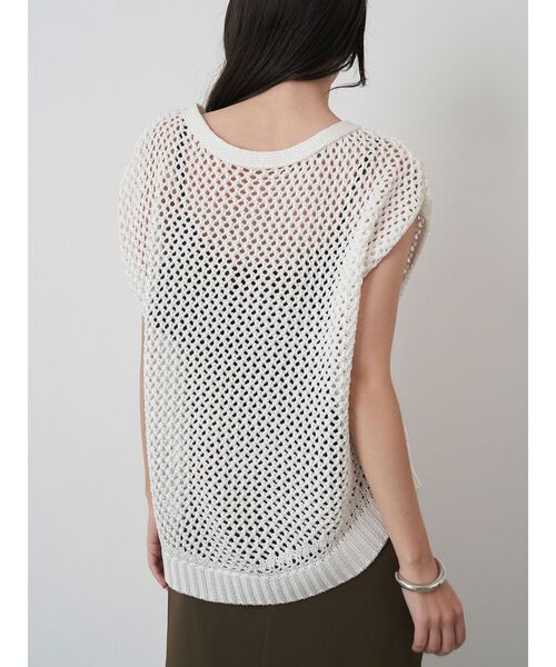 ELENDEEK（エレンディーク）の「メタルライクヤーンメッシュトップス（ニット/セーター・レディース・オフホワイト/ブラウン・FREE）」の8枚目の写真