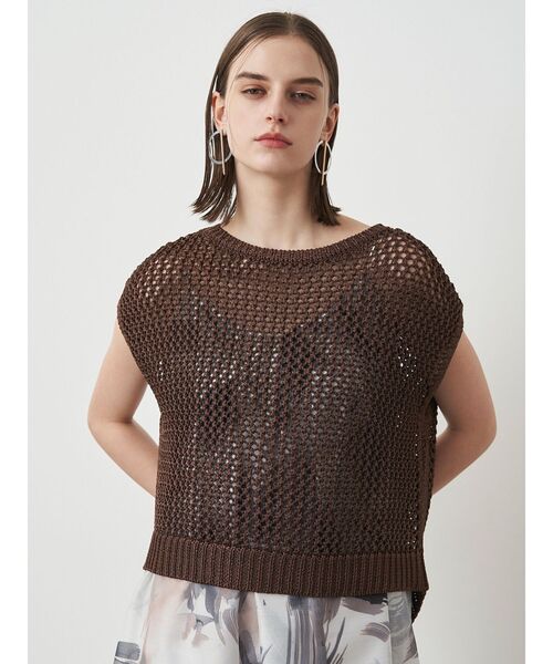 ELENDEEK（エレンディーク）の「メタルライクヤーンメッシュトップス（ニット/セーター・レディース・オフホワイト/ブラウン・FREE）」の18枚目の写真