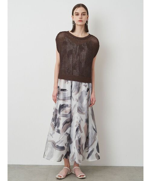 ELENDEEK（エレンディーク）の「メタルライクヤーンメッシュトップス（ニット/セーター・レディース・オフホワイト/ブラウン・FREE）」の20枚目の写真