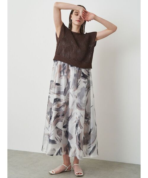 ELENDEEK（エレンディーク）の「メタルライクヤーンメッシュトップス（ニット/セーター・レディース・オフホワイト/ブラウン・FREE）」の22枚目の写真