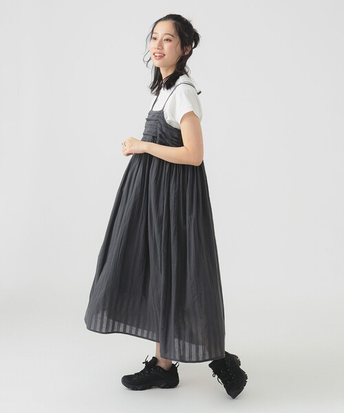 23FW ebure ブライトビスストライプキャミワンピース 定価9万円 セール】インド ストライプ キャミ ワンピース（S～M