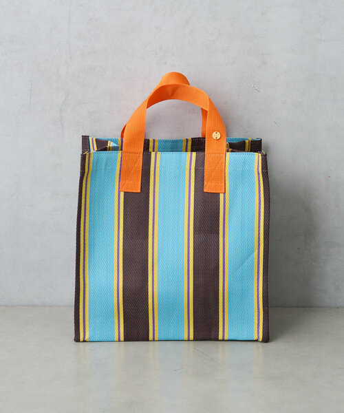 Actually（アクチュアリー）の「STRIPE BOX TOTE BAG（トートバッグ・レディース・ダークブラウン/ピンク/イエロー/ブラック・0）」の19枚目の写真