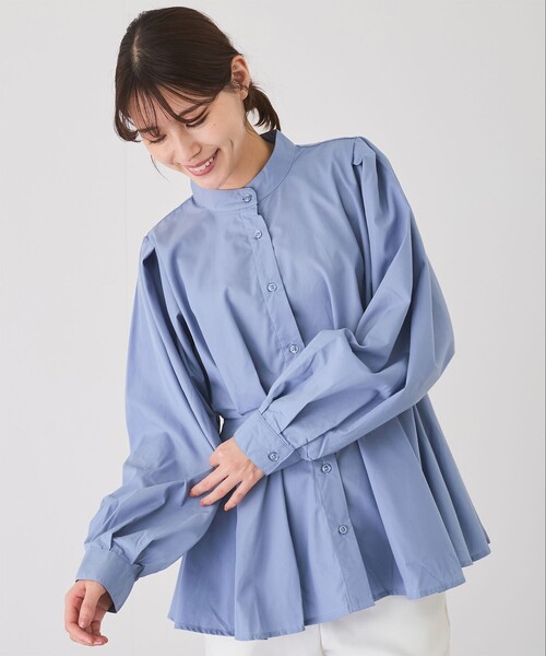 Jayro（ジャイロ）の「ウエストボリュームタックスタンドブラウス（シャツ/ブラウス・レディース・ホワイト系その他/レッド/ブルー/ブラック・M）」の4枚目の写真