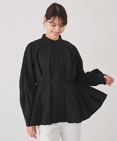 Jayro（ジャイロ）の「ウエストボリュームタックスタンドブラウス（シャツ/ブラウス・レディース・ホワイト系その他/レッド/ブルー/ブラック・M）」の3枚目の写真